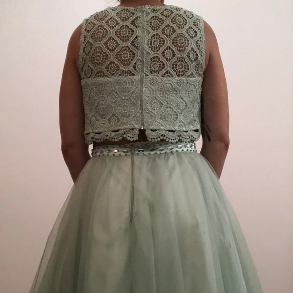 Mint Green 2 piece Party Dress - Picture 4 of 4